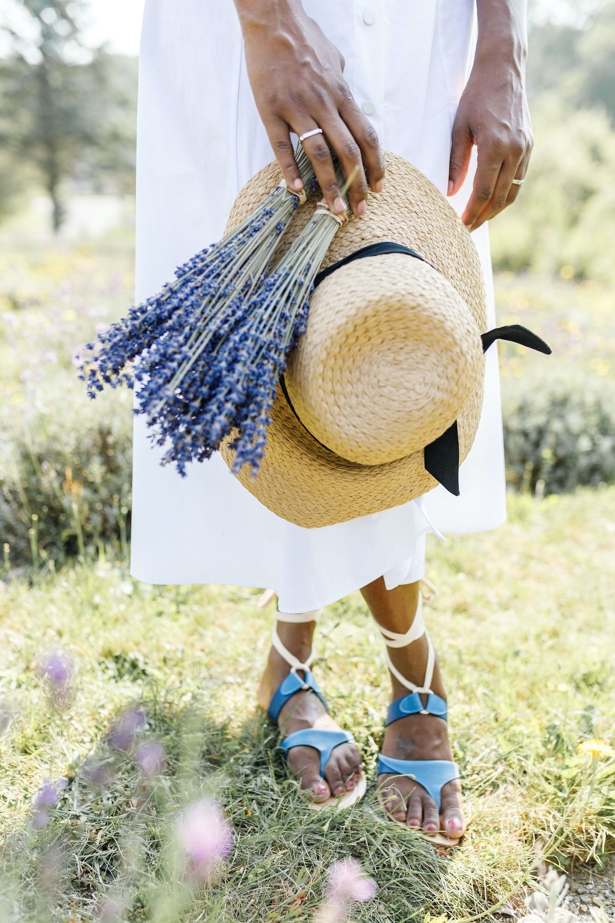 Sharifa Samora blue Grear Sandals Sarah Flint lavender field